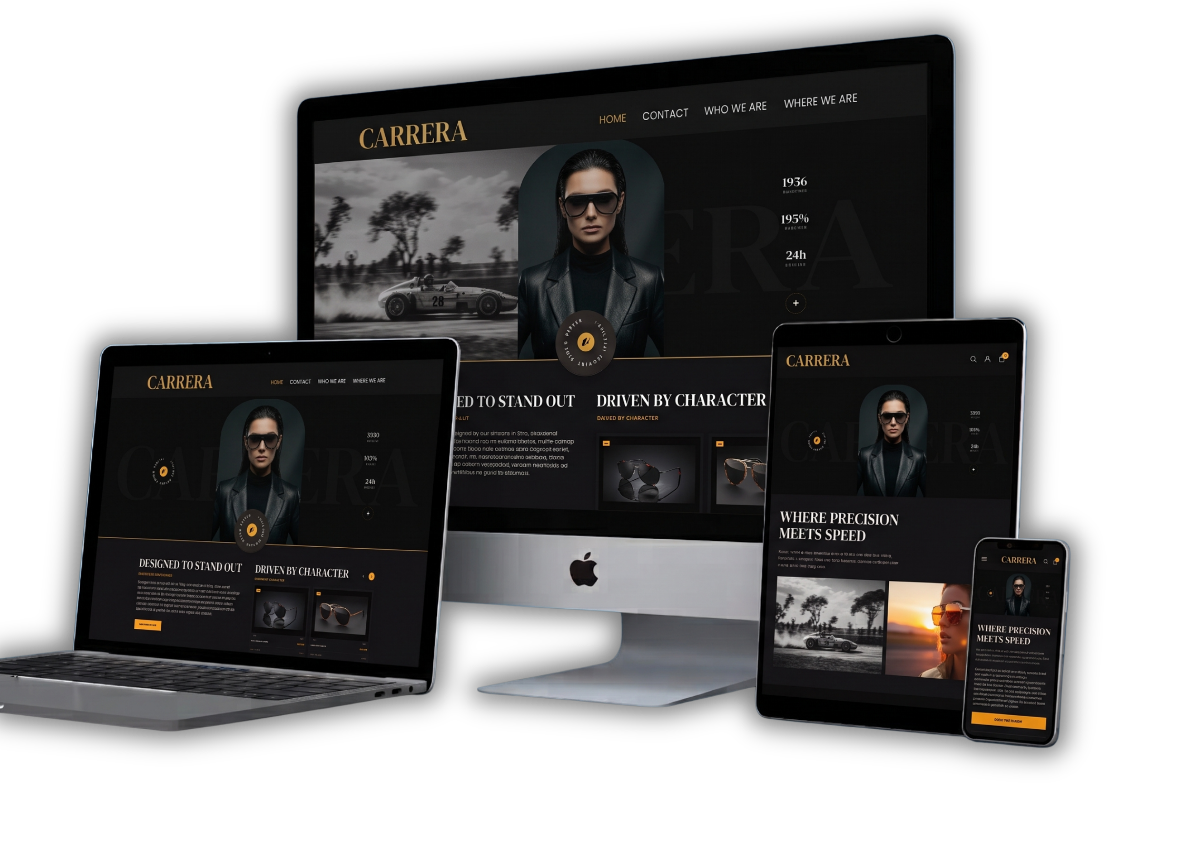 Carrera UI responsive multi-device mockups